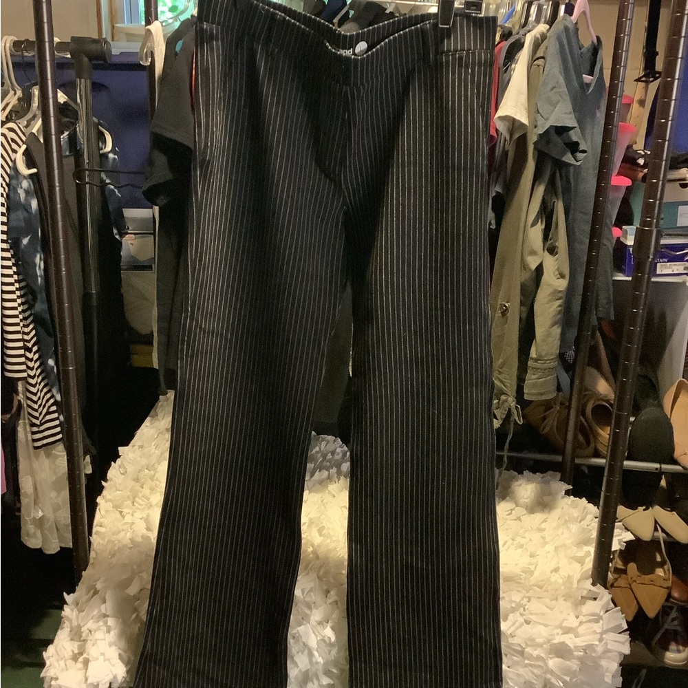 BETABRAND dress pants black|white stripes